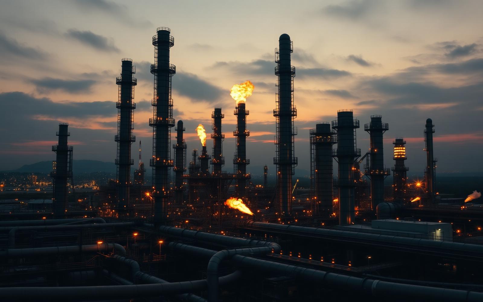 Refinery skyline at dusk